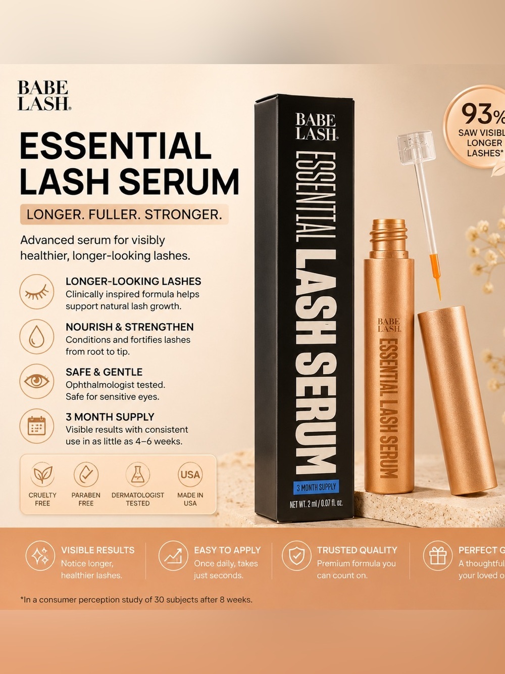 bebe Essential Lash Serum in Beige Packaging